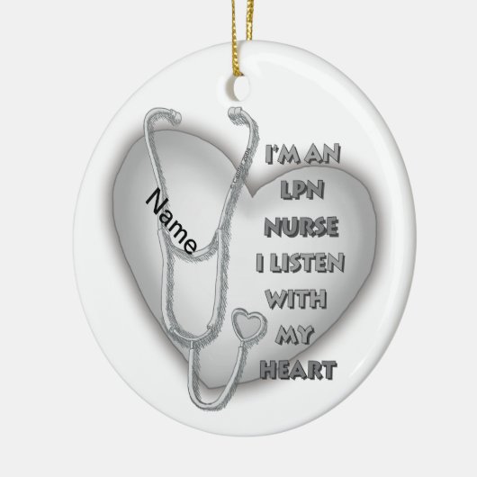 Grey Heart LPN Nurse Keramisch Ornament (Links)