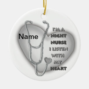 Grey Heart Night Nurse Keramisch Ornament