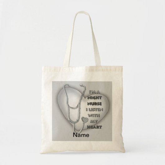 Grey Heart Night Nurse Tote Bag (Voorkant)