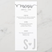 Grey Hearts & Chevron Bold Letters Wedding Menu (Voorkant)