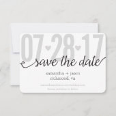 Grey Hearts en Chevron Big Numbers slaan de datum  Save The Date (Voorkant)