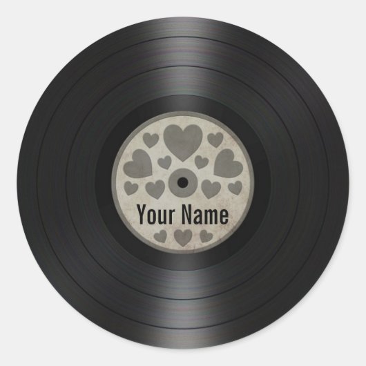 Grey Hearts gepersonaliseerd vinylalbum Ronde Sticker (Voorkant)