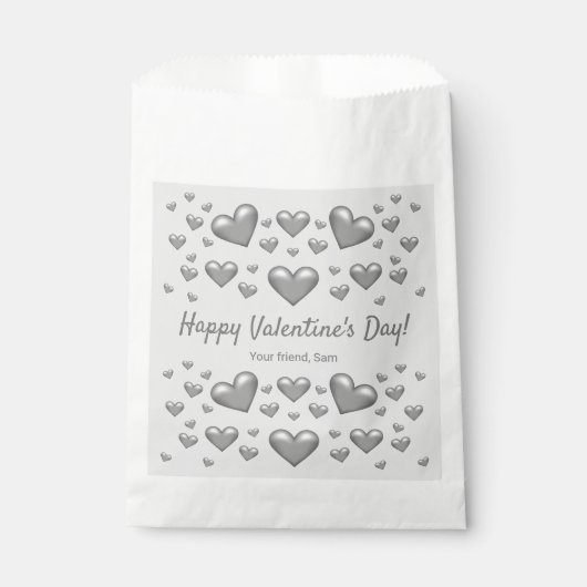 Grey Hearts Happy Valentijnsdag en aangepaste teks Bedankzakje (Voorkant)