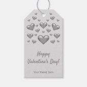 Grey Hearts Happy Valentijnsdag en aangepaste teks Cadeaulabel (Voorkant)