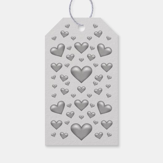 Grey Hearts Happy Valentijnsdag en aangepaste teks Cadeaulabel (Achterkant)