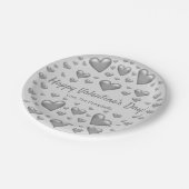Grey Hearts Happy Valentijnsdag en aangepaste teks Papieren Bordje (Gekanteld)
