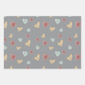 Grey Hearts | Waterverf-inpakpapier Inpakpapier Vel (Voorkant)