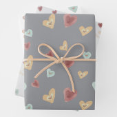 Grey Hearts | Waterverf-inpakpapier Inpakpapier Vel