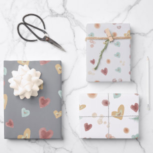 Grey Hearts   Waterverf-inpakpapier Inpakpapier Vel