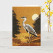 Grey Heron Greetings Card Kaart (Gele Bloem)