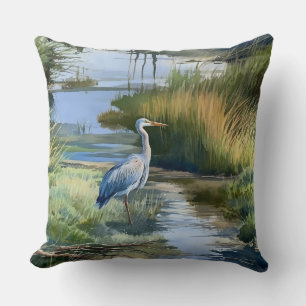 Grey Heron in een Creek Kussen