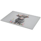 Grey Highland Koe met bloemen Snijplank (Hoek)