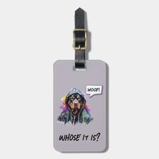 Grey Hip Hop Rottweiler Bagagelabel (Voorkant verticaal)