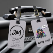 Grey Hip Hop Rottweiler Bagagelabel