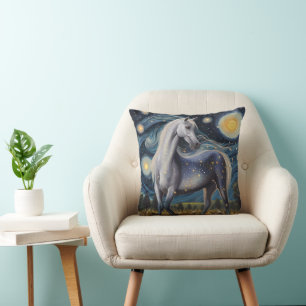 Grey Horse in een Sterrennacht Kussen