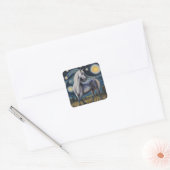 Grey Horse in een Sterrennacht Vierkante Sticker (Envelop)