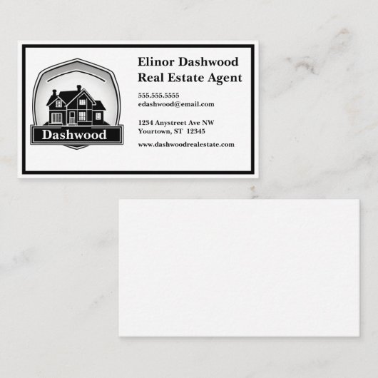 Grey House en Shield Logo makelaar Visitekaartje (Voorkant / Achterkant)