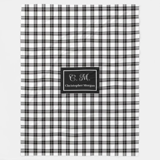 Grey Hues Rustic Black White Plaid Blanket for Him Fleece Deken (Voorkant)