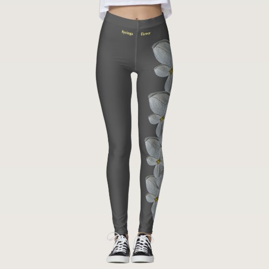 Grey Idaho State Syringa Flower Leggings (Voorkant)