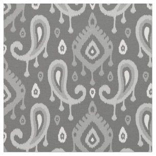 Grey Ikat Paisley Stof