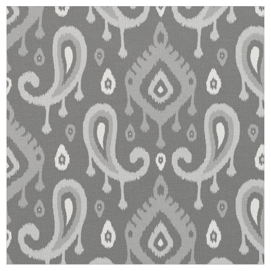 Grey Ikat Paisley Stof (Close Up)