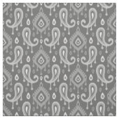 Grey Ikat Paisley Stof (Swatch)