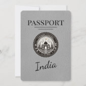 Grey India Passport bruiloft uitnodiging (Achterkant)