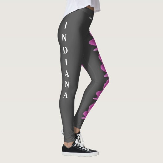 Grey Indiana State Flower Peony Leggings (Rechts)