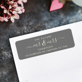 Grey Ivory Elegant Chic Future MR en MRS Address Etiket
