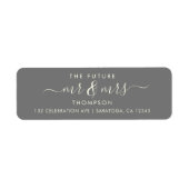 Grey Ivory Elegant Chic Future MR en MRS Address Etiket (Voorkant)