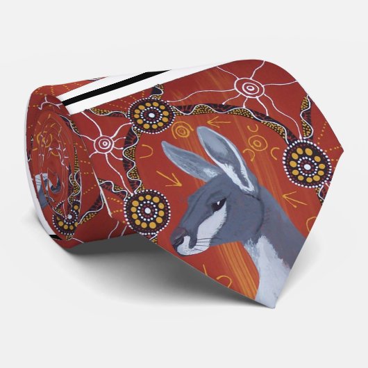 Grey Kangaroo Aboriginal Stropdas (Opgerold)