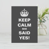 Grey Keep Calm en Marry on Wedding Inviting Kaart (Staand voorkant)