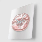 Grey Kiss Lips Roze Rose Blush Makeup Artist Vierkante Klok (Hoek)