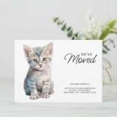 Grey Kitten Cat verhuizen Nieuwe woning We zijn ve Aankondiging (Staand voorkant)