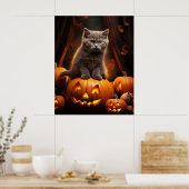 Grey Kitten Halloween Poster (Keuken)