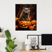 Grey Kitten Halloween Poster (Thuiskantoor)