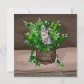 Grey Kitten in Bucket of Catnip Bedankkaart (Voorkant)