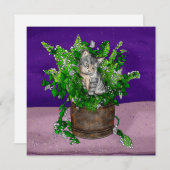 Grey Kitten in Bucket of Catnip Bedankkaart (Voorkant / Achterkant)