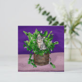 Grey Kitten in Bucket of Catnip Bedankkaart (Staand voorkant)