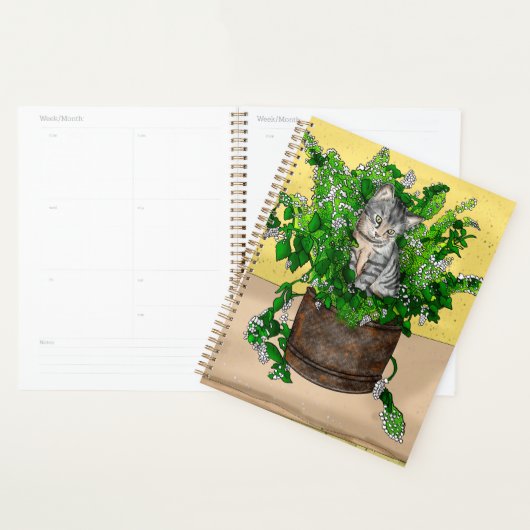 Grey Kitten in Bucket of Catnip Planner (Display)