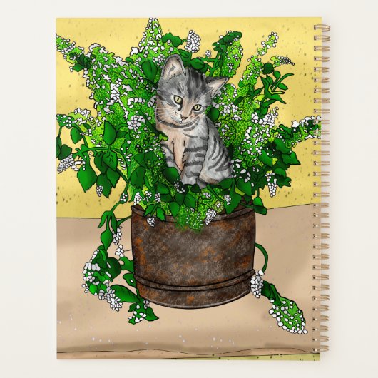 Grey Kitten in Bucket of Catnip Planner (Achterkant)