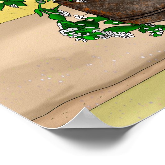 Grey Kitten in Bucket of Catnip Poster (Hoek)