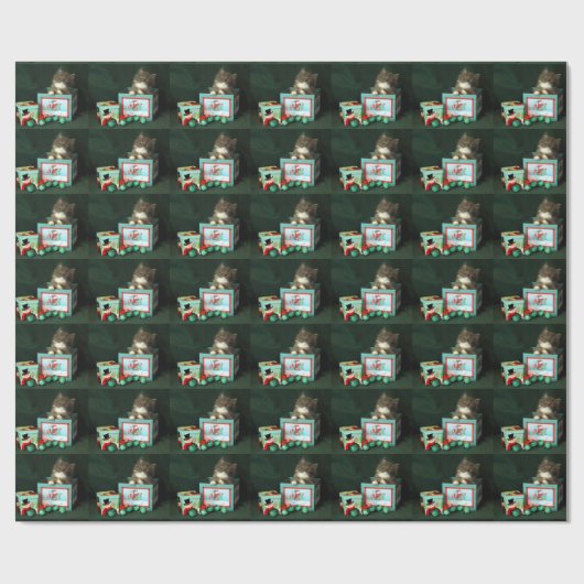 Grey Kitten in de kerstbox Cadeaupapier (Vlak)