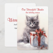 Grey Kitten Kerst Waterverf Feestdagenkaart (Voorkant / Achterkant)