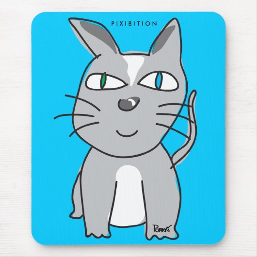 Grey Kitty Cat Mousepad Muismat (Voorkant)