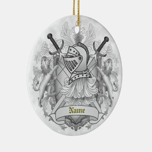 Grey Knight Family Crest Achternaam Keramisch Ornament (Rechts)