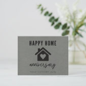 Grey Kraft Paper Happy Home Jubileum Realty Kaart (Staand voorkant)