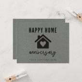 Grey Kraft Paper Happy Home Jubileum Realty Kaart (Voorkant / Achterkant in situ)