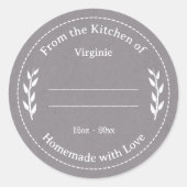 Grey Kraft & Rustic Made with Love Label Sticker (Voorkant)