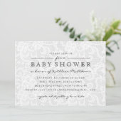  Grey Lace Baby shower Uitnodiging (Staand voorkant)